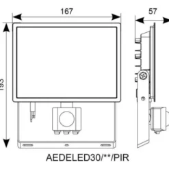 Ansell Lighting Eden projektør med sensor, 30W, 3000K