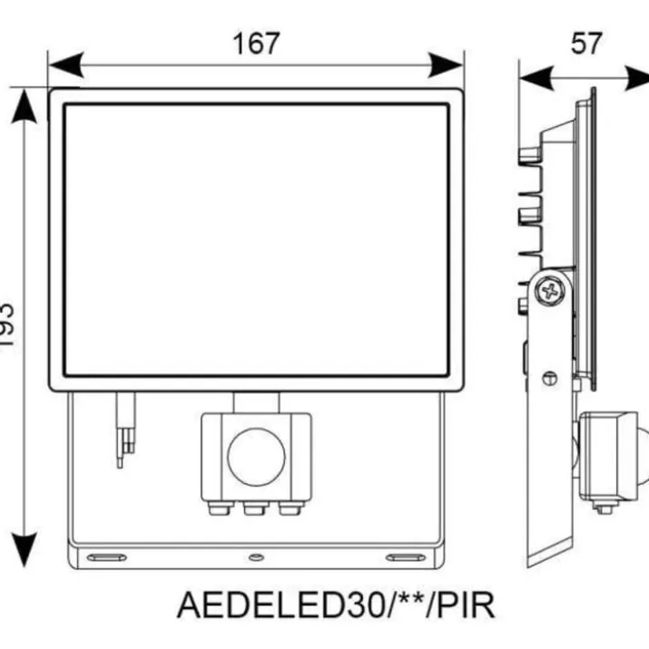 Ansell Lighting Eden projektør med sensor, 30W, 3000K