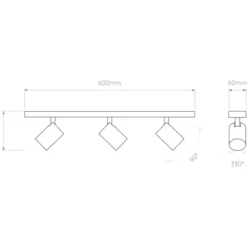 Astro Ascoli Triple Bar spotlampe, 3 spots, sort