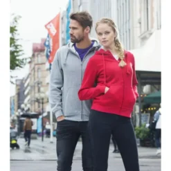 Clique Basic hoodie med lynlås, gråmeleret, str. L