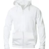 Clique Basic hoodie med lynlås, hvid, str. 2XL