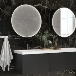 Dansani You Moon spejl med lys, sort, Ø75 cm