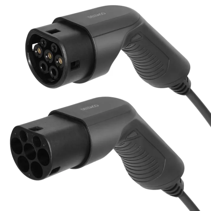Deltaco ladekabel, type 2, 1 fase, 16A, 3,6 kW, 5 meter