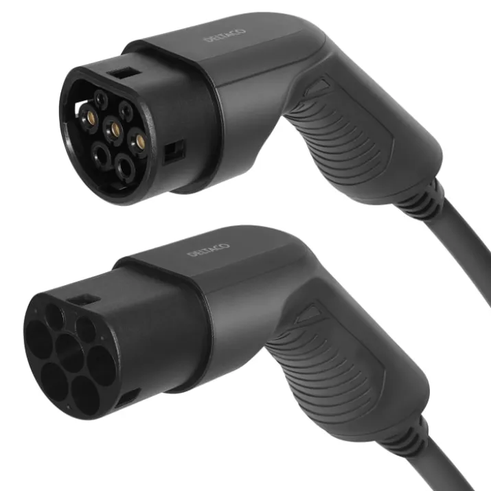 Deltaco ladekabel, type 2, 3 fase, 32A, 3 meter