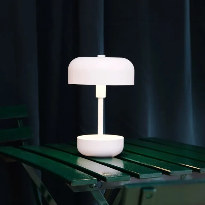 Dyberg Larsen Haipot genopladelig bordlampe, hvid