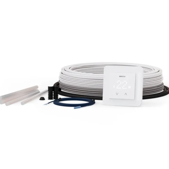 Ebeco gulvvarmesæt med varmekabel & termostat, bluetooth, 400W, 37 meter