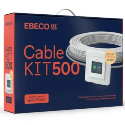 Ebeco gulvvarmesæt med varmekabel & termostat, wifi, 650W, 58 meter