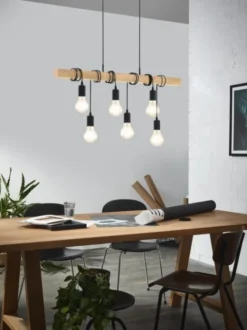 Eglo Townshend langbordspendel, 6 lamper, sort