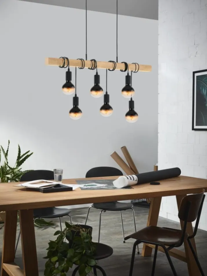 Eglo Townshend langbordspendel, 6 lamper, sort