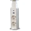E-Line pop-up stikdåse med 2 udtag & USB A+C, schuko