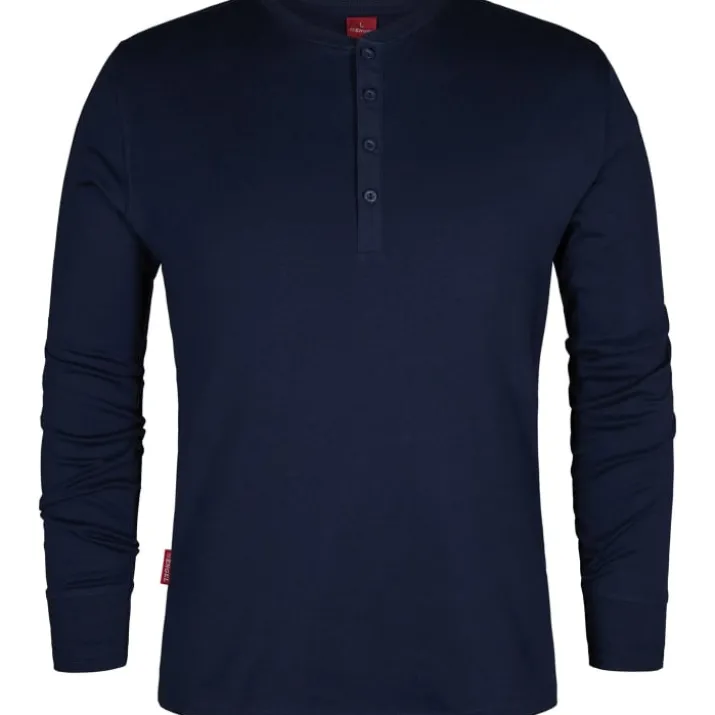 FE Engel Grandad langærmet t-shirt, marineblå, str. 2XL