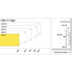 Glamox H60 H elradiator, 230V, 400W, hvid, 4-8 m²
