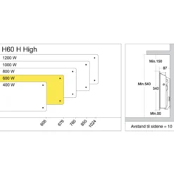 Glamox H60 H elradiator, 230V, 600W, hvid, 7-11 m²