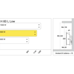 Glamox H60 L elradiator, 230V, 800W, sort, 9-13 m²