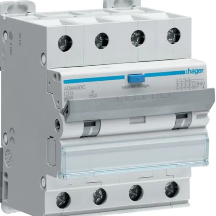 Hager ADA460C HPFI kombiafbryder C, 4P, 10A