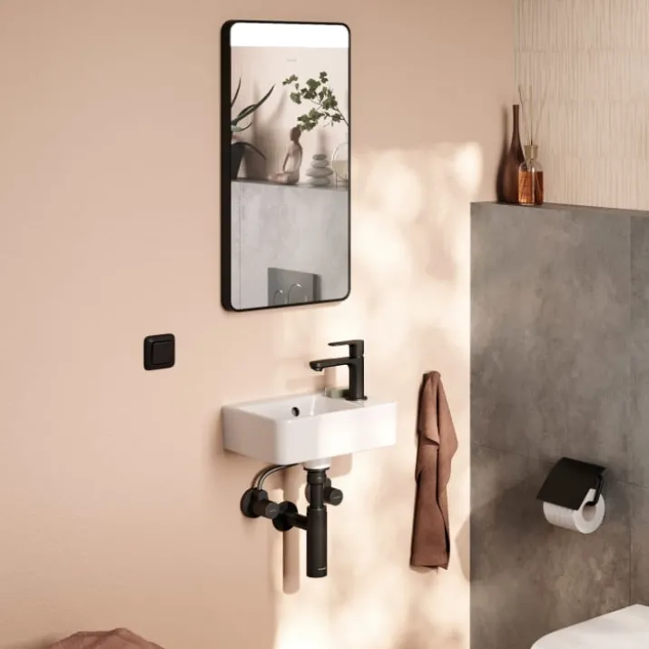 Hansgrohe Xarita Lite Q spejl med lys, 36x70 cm, sort