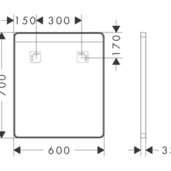 Hansgrohe Xarita Lite Q spejl med lys, 60x70 cm, hvid