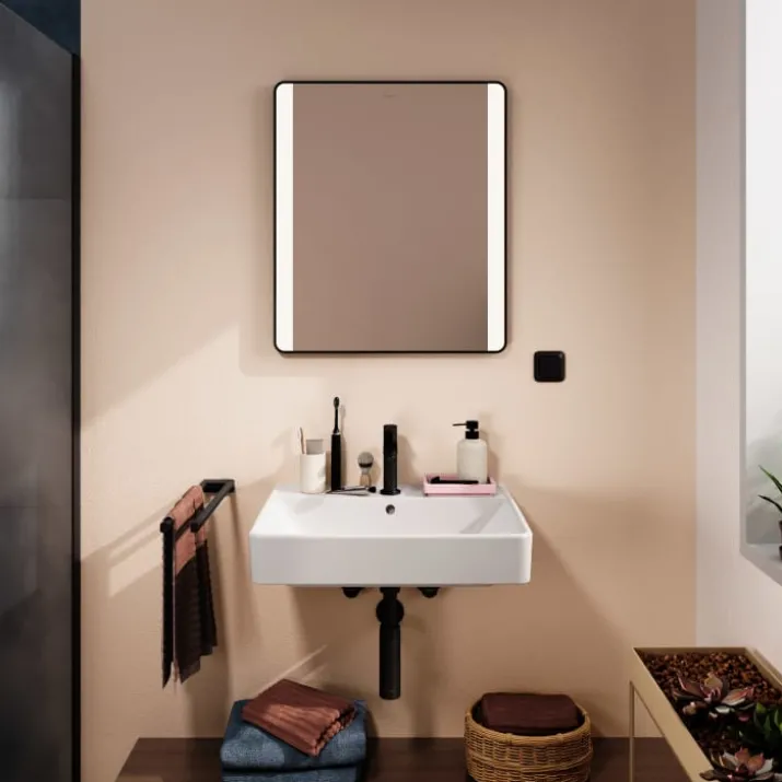 Hansgrohe Xarita Lite Q spejl med lys, 60x70 cm, sort
