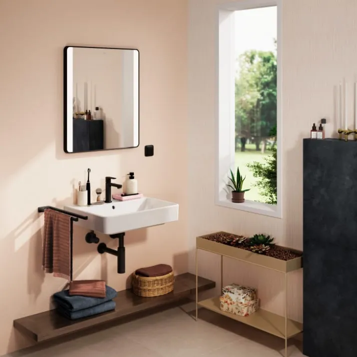 Hansgrohe Xarita Lite Q spejl med lys, 60x70 cm, sort