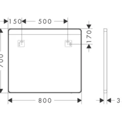 Hansgrohe Xarita Lite Q spejl med lys, 80x70 cm, hvid