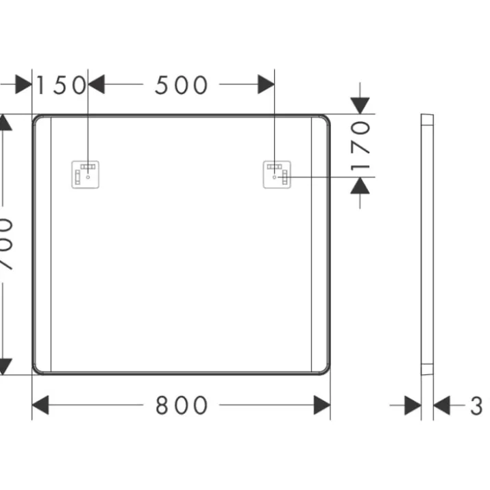 Hansgrohe Xarita Lite Q spejl med lys, 80x70 cm, hvid