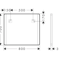 Hansgrohe Xarita Lite Q spejl med lys, 80x70 cm, sort