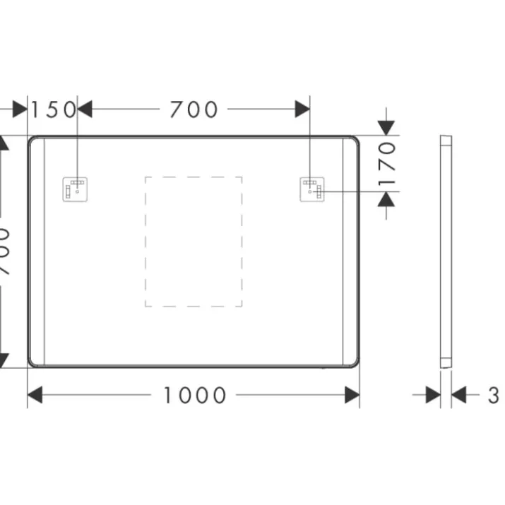 Hansgrohe Xarita Lite Q spejl med lys, sensor, 100x70 cm, hvid