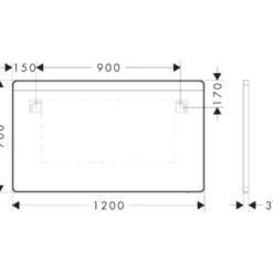 Hansgrohe Xarita Lite Q spejl med lys, sensor, 120x70 cm, sort