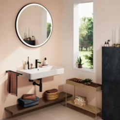 Hansgrohe Xarita Lite S spejl med lys, sensor, Ø90 cm, sort