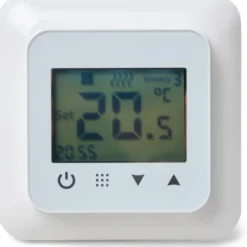 Heatcom HC60 termostat med ledningsføler og rumføler, hvid