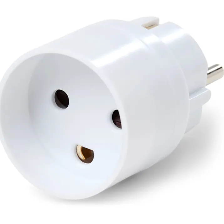 Heatcom Hybrid adapter stik, DK til schuko stik, hvid