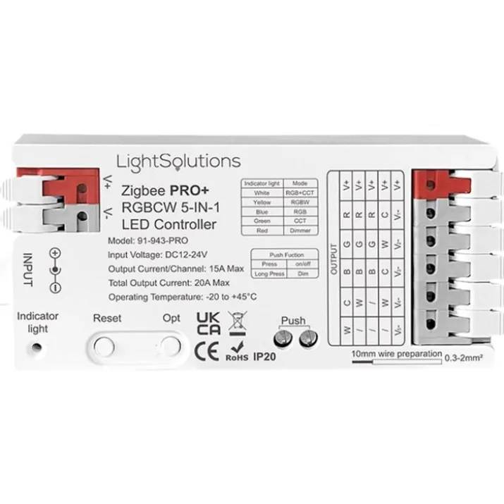 Hilux ZigBee Pro+ RGBCW LED controller, 12/24V