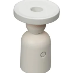 Konstsmide Nantes genopladelig bordlampe med lysestage holder, hvid
