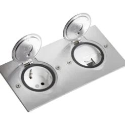 Legrand gulvstikkontakt, 2x2 modul, stål