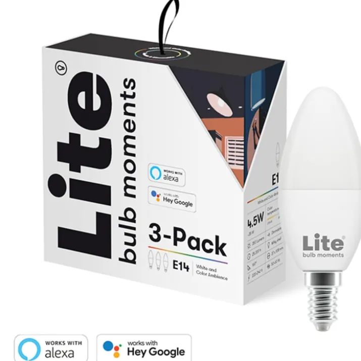 Lite bulb moments E14 kertepære, 2700K-6500K, 5W, 3-pak