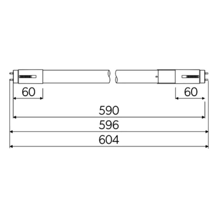 4lite T8 lysstofrør, 5W/9W, 60 cm