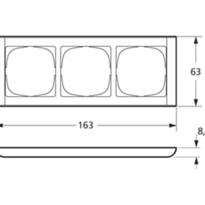 LK Fuga Softline 63 ramme, 3 modul, vandret, hvid