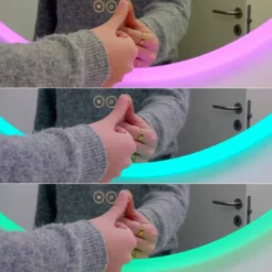 Loevschall Johannesburg RGB spejl med lys, dæmpbar, touch, Ø100 cm