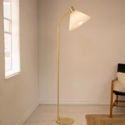 Markslöjd Mira gulvlampe, børstet messing