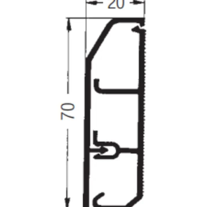 2 meter Rehau fodpanel, SL 20/70 mm, hvid