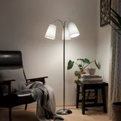 Nielsen Light Salsa gulvlampe, krom med grå nuancer skærme