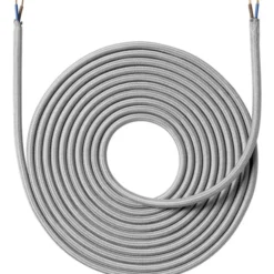 Nielsen Light stofledning, 2x0,75 mm², 4 meter, lysegrå