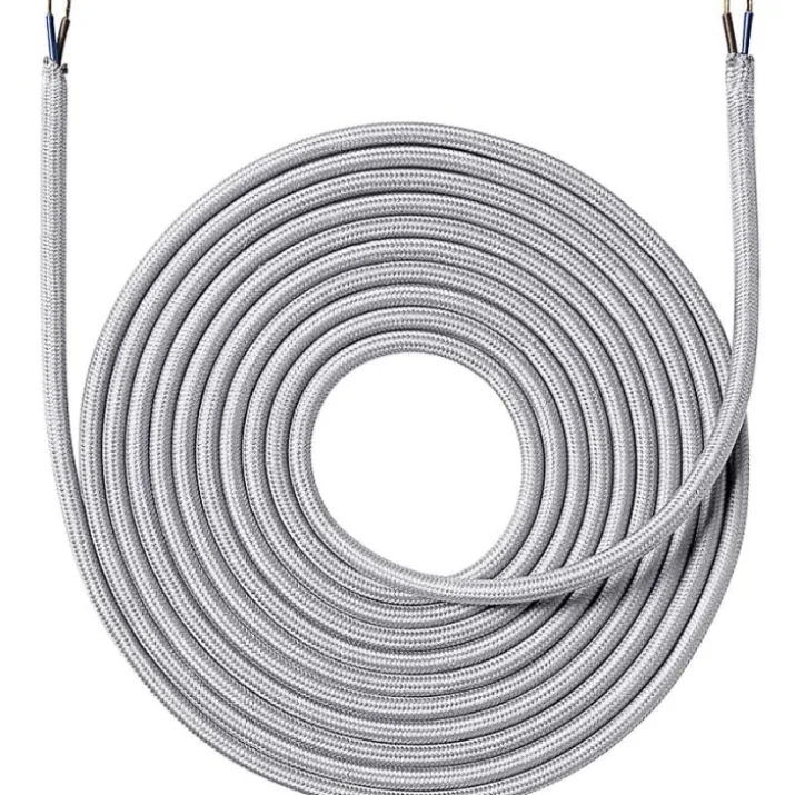 Nielsen Light stofledning, 2x0,75 mm², 4 meter, sølv