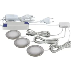 Nordtronic Linea møbelspots 3-kit, 2700K, børstet aluminium