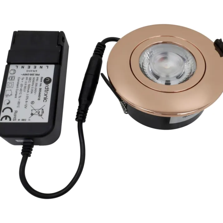 Nordtronic Low Profile Flexible indbygningsspot, driver, Ø7,5 cm, kobber, 4000K