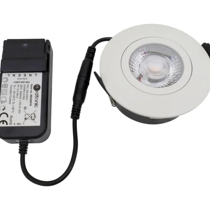 Nordtronic Low Profile Flexible indbygningsspot, driver, Ø8,3 cm, CTW, hvid