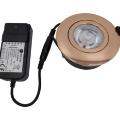 Nordtronic Low Profile Flexible indbygningsspot, driver, Ø8,3 cm, kobber, 2700K