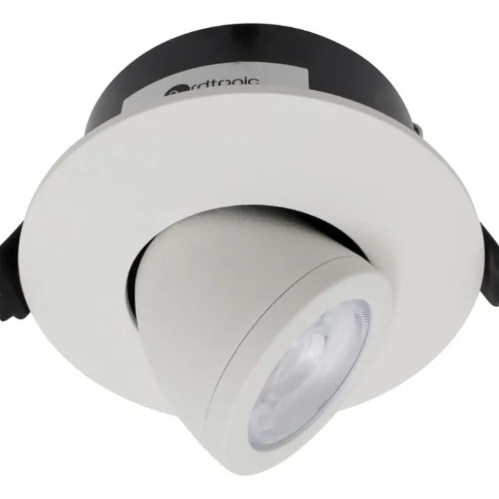 Nordtronic Low Profile Flexible indbygningsspot, kip, Ø7,5 cm, hvid, Ø2700K