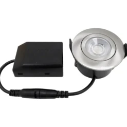 Nordtronic Low Profile Flexible udendørs indbygningsspot, Ø5,5 cm, børstet alu, 2700K