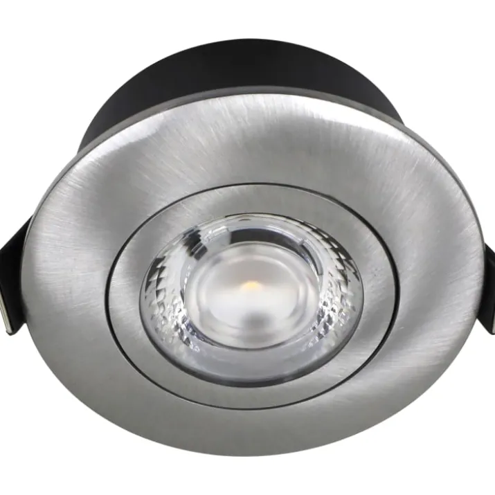 Nordtronic Low Profile Flexible udendørs indbygningsspot, Ø7,5 cm, børstet alu, 3000K